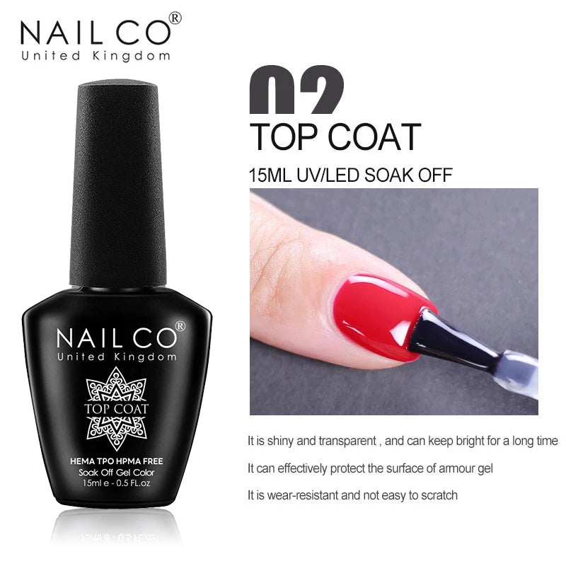 Base Coat & Top Coat Vernis Semi-Permanent UV/LED – Kit 2 en 1, Longue Tenue, Brillance Intense, Manucure Professionnelle