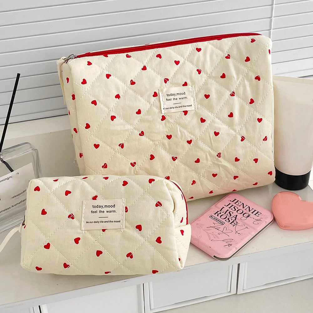 Sac Maquillage Matelassé Cœur Femme