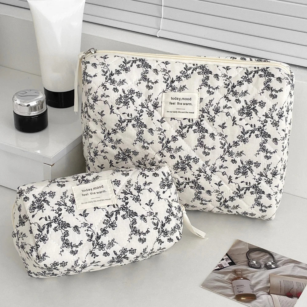 Sac Matelassé Fleurs Noires Femme