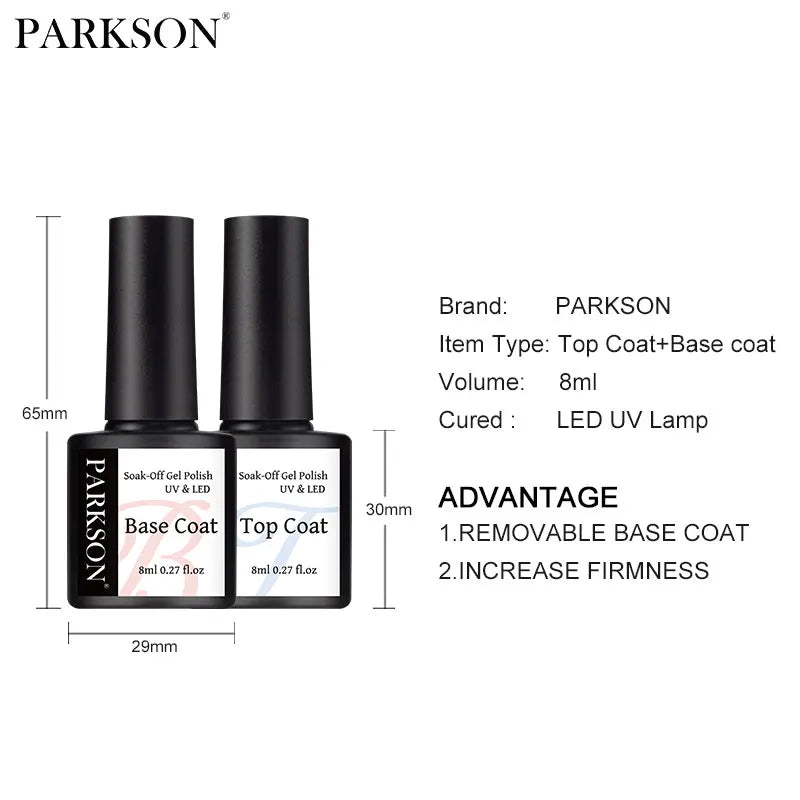 Vernis Gel Top & Base Coat Sans Essuyage Parkson