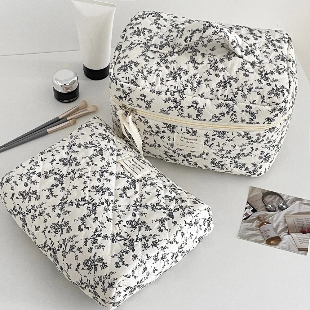 Sac Matelassé Fleurs Noires Femme