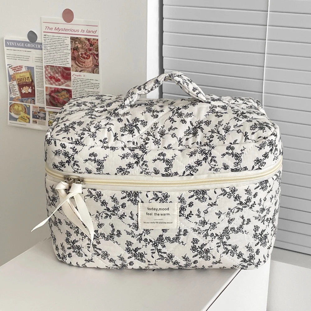 Sac Matelassé Fleurs Noires Femme